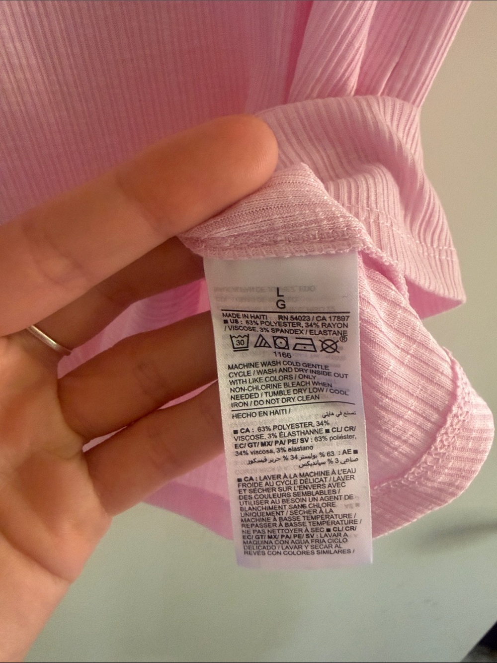 Old Navy Light Pink Ribbed Short Sleeve Tee Sz L NWT - Picture 3 of 4